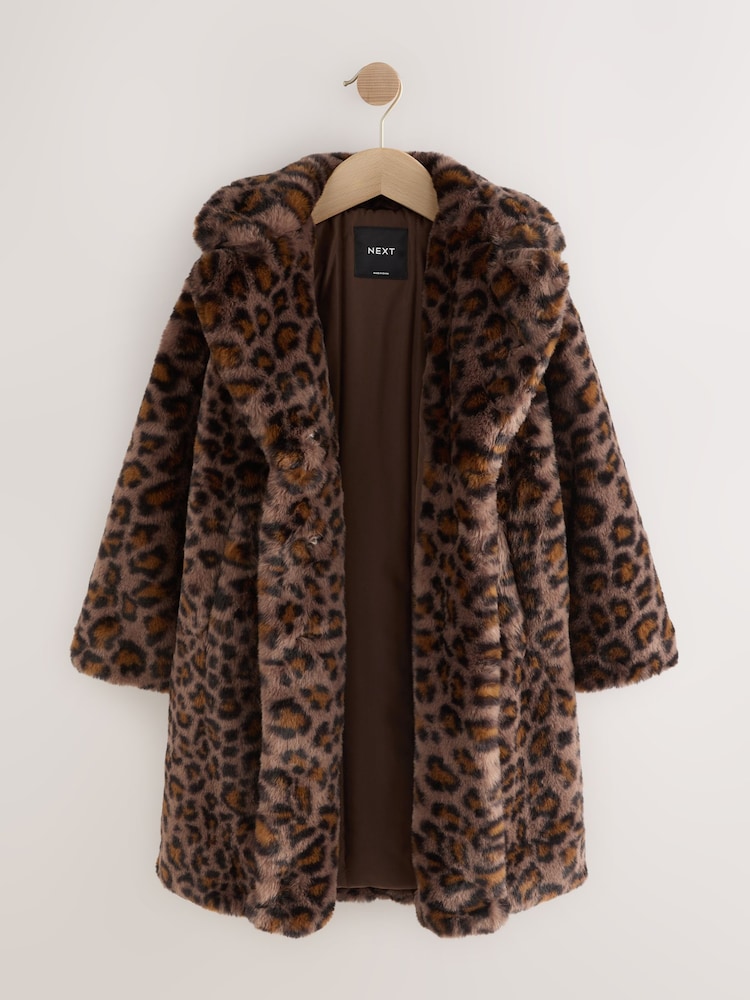 Brown Faux Fur Longer Length Coat (3-16yrs) - Image 2 of 6