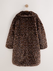 Brown Faux Fur Longer Length Coat (3-16yrs) - Image 3 of 6