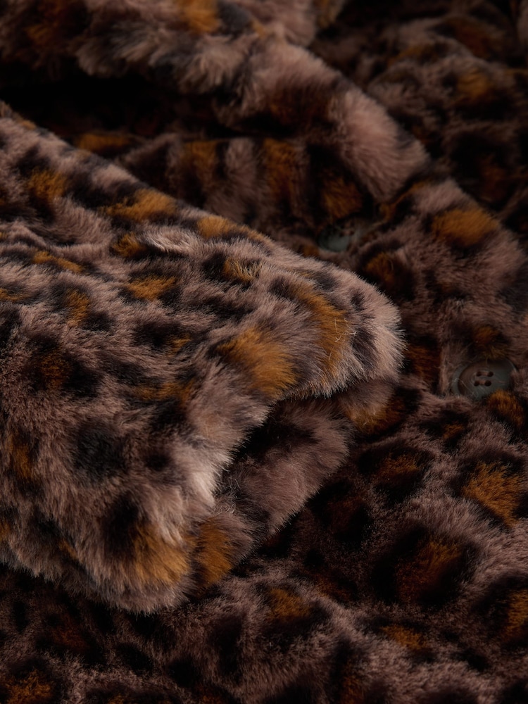 Brown Faux Fur Longer Length Coat (3-16yrs) - Image 6 of 6