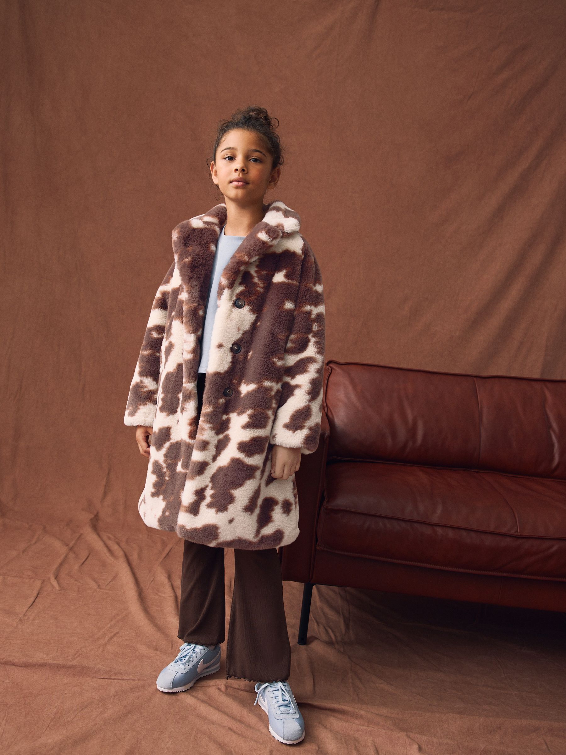 Buy Cow Print Faux Fur Longer Length Coat (3-16yrs) from Next USA