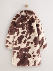 Brown/Cream Faux Fur Longer Length Coat (3-16yrs) - Image 3 of 6
