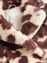 Brown/Cream Faux Fur Longer Length Coat (3-16yrs) - Image 5 of 6