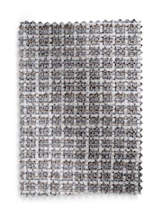 Grey Chunky Textured Check Eyelet Lined Curtains - Image 5 of 5