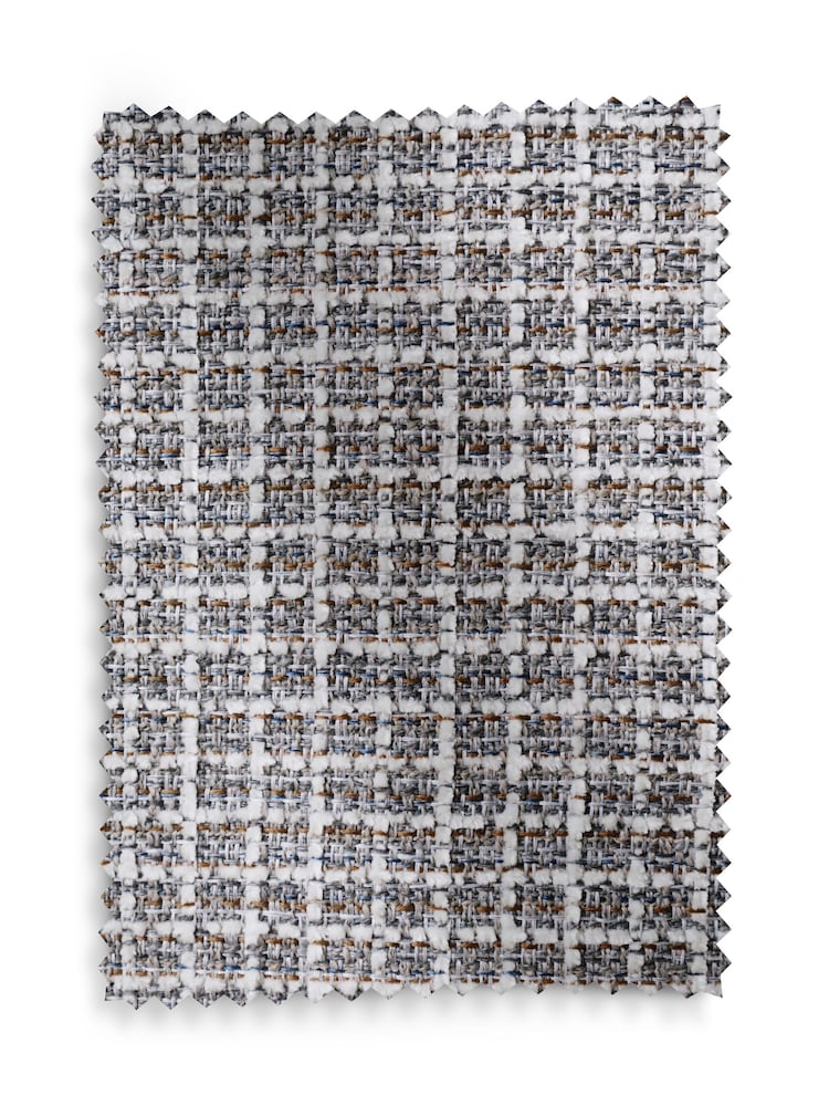 Grey Chunky Textured Check Eyelet Lined Curtains - Image 5 of 5