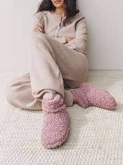 Pink Borg Slipper Boots - Image 1 of 9
