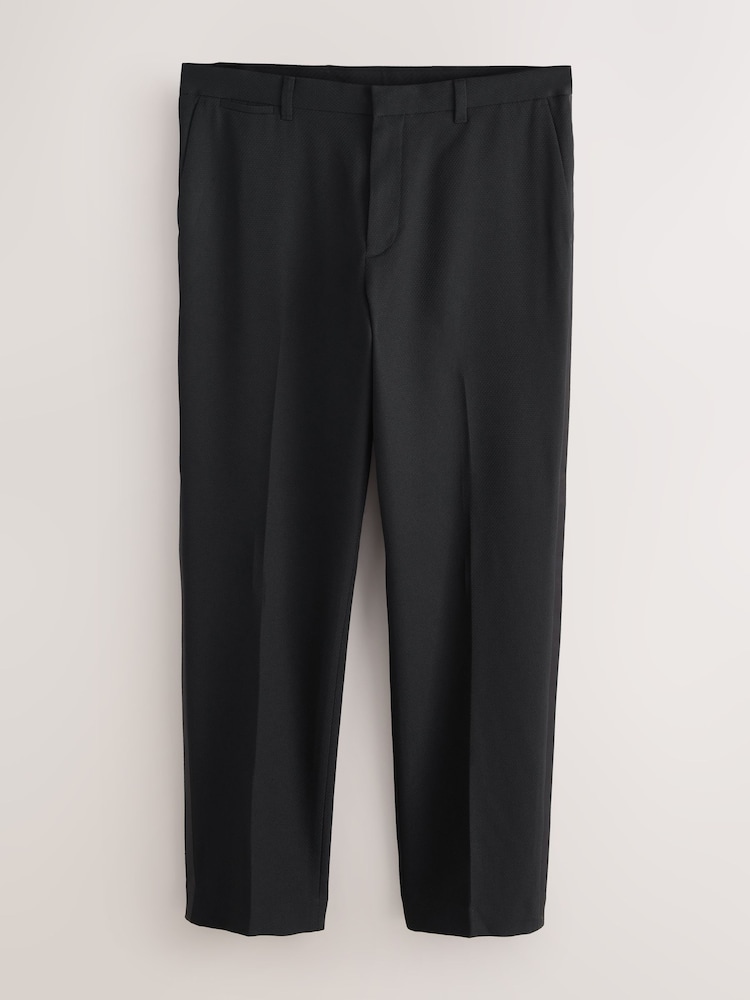Black Regular Fit Tape Detail Textured Tuxedo Trousers - Image 11 of 11 Black Regular Fit Tape Detail Textured Tuxedo Trousers - Image 11 of 11