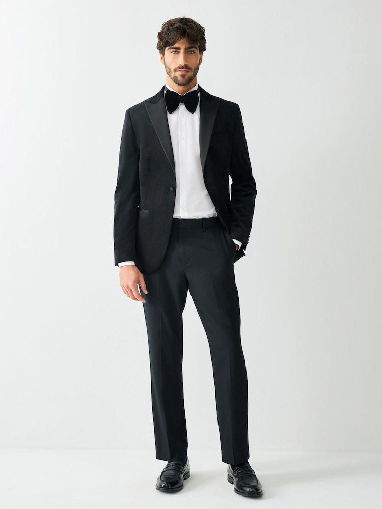 Black Regular Fit Tape Detail Textured Tuxedo Trousers - Image 2 of 11 Black Regular Fit Tape Detail Textured Tuxedo Trousers - Image 2 of 11