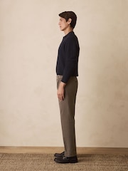 Taupe Brown Straight Fit Smart Cotton Rich Cord Trousers - Image 5 of 9