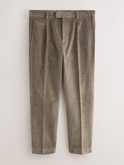 Taupe Brown Straight Fit Smart Cotton Rich Cord Trousers - Image 6 of 9
