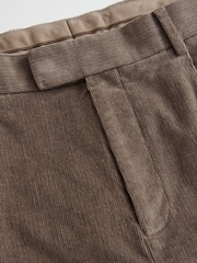 Taupe Brown Straight Fit Smart Cotton Rich Cord Trousers - Image 8 of 9
