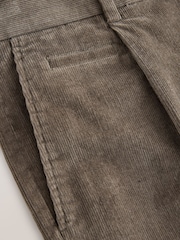 Taupe Brown Straight Fit Smart Cotton Rich Cord Trousers - Image 9 of 9
