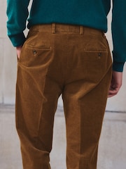Tan Brown Straight Fit Smart Cotton Rich Cord Trousers - Image 5 of 9