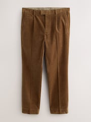 Tan Brown Straight Fit Smart Cotton Rich Cord Trousers - Image 6 of 9