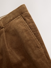 Tan Brown Straight Fit Smart Cotton Rich Cord Trousers - Image 8 of 9