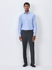 Charcoal Grey Texture Slim Fit Smart Trousers With Internal Side Elastic Waistband - Image 2 of 9