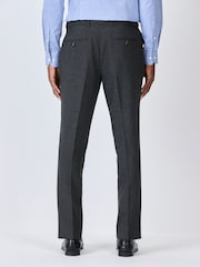 Charcoal Grey Texture Slim Fit Smart Trousers With Internal Side Elastic Waistband - Image 3 of 9