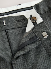 Charcoal Grey Texture Slim Fit Smart Trousers With Internal Side Elastic Waistband - Image 7 of 9