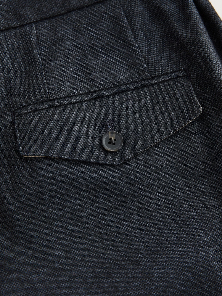 أزرق كحلي مزركش - بنطلون بتلبيس قياسي أنيق من القطن المصقول من N. Premium - صورة 10 من 10