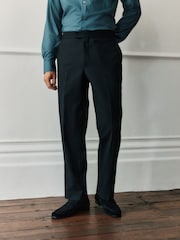 Black Regular Fit Signature Marzotto Wool Tuxedo Trousers With Side Tape Detail - Image 1 of 11