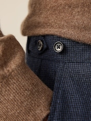 Navy Texture Regular Tapered Fit Signature 100% Wool Trousers - Image 6 of 8