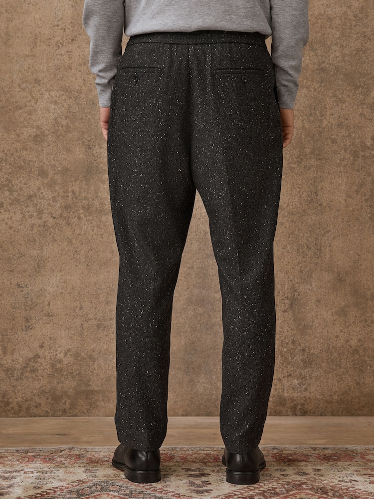 Charcoal Grey Straight Fit Smart Textured Herringbone Trousers With Wool - Image 2 of 9