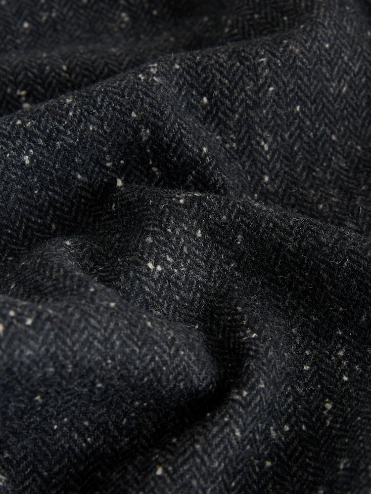 Charcoal Grey Straight Fit Smart Textured Herringbone Trousers With Wool - Image 9 of 9