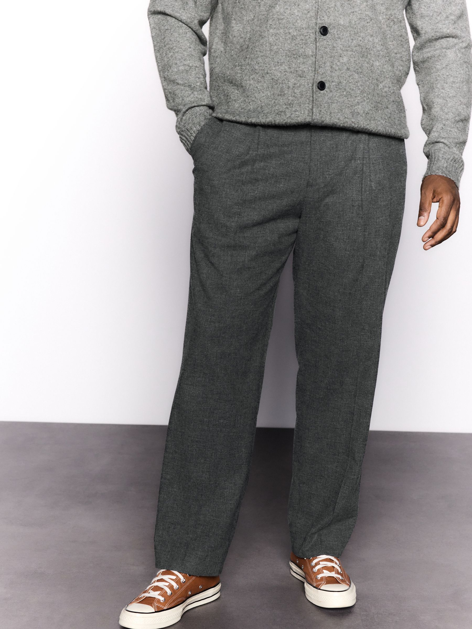 Buy Charcoal Grey Regular Fit Smart Brushed Cotton Textured