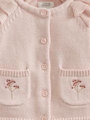 Mamas & Papas Pink 100% Cotton Frill Sleeved Cardigan - Image 3 of 3