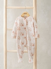 Mamas & Papas Pink 100% Cotton Floral Print Sleepsuit - Imagen 1 de 3