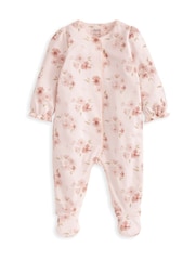 Mamas & Papas Pink 100% Cotton Floral Print Sleepsuit - Imagen 2 de 3