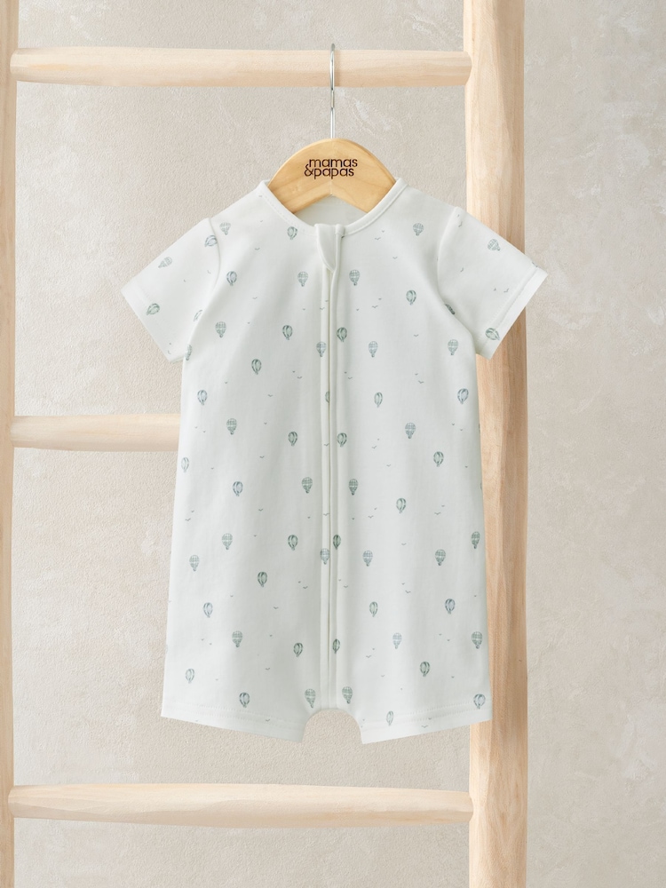 Mamas & Papas 100% Cotton Hot Air Balloon Shortie White Romper - Image 1 of 3