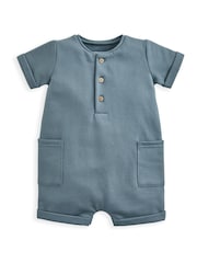 Mamas & Papas Blue Pocket Shortie Romper - Image 2 of 3