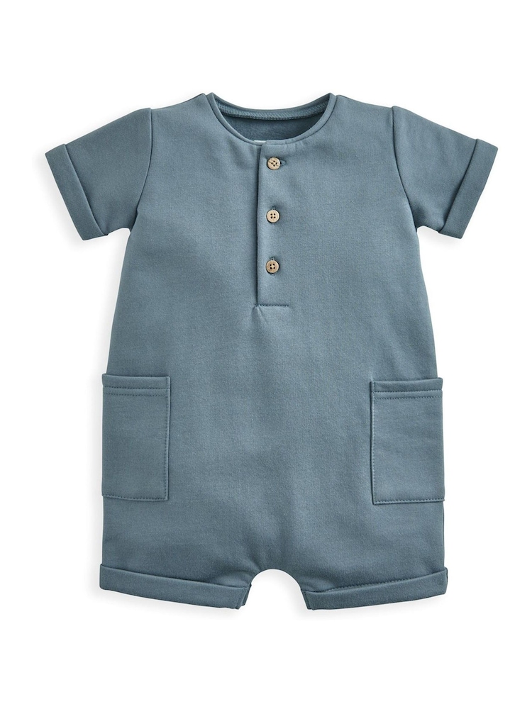 Mamas & Papas Blue Pocket Shortie Romper - Image 2 of 3