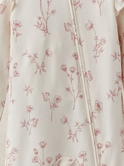 Mamas & Papas Pink 100% Cotton Floral Print Zip Sleepsuit - Image 3 of 3