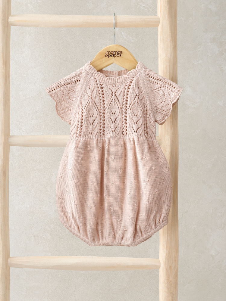 Mamas & Papas Pink Knit Romper - Image 1 of 3