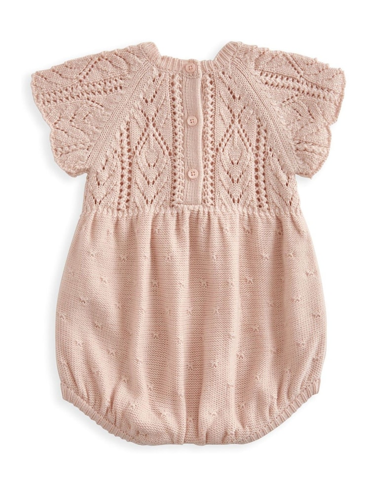Mamas & Papas Pink Knit Romper - Image 3 of 3