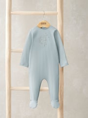 Mamas & Papas Blue 100% Cotton My First Eid Sleepsuit - Image 1 of 3