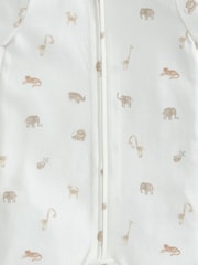 Mameluco corto de algodón 100 % con cremallera y estampado de safari en color crema de Mamas & Papas - Imagen 3 de 3