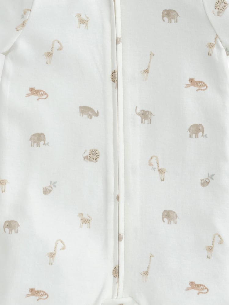 Mameluco corto de algodón 100 % con cremallera y estampado de safari en color crema de Mamas & Papas - Imagen 3 de 3