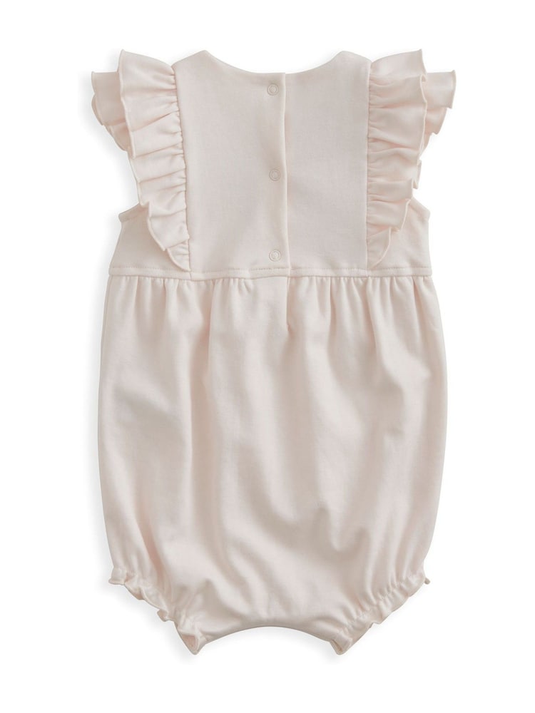 Mamas & Papas Pink 100% Cotton Eid Frill Embroidered Shortie Romper - Image 3 of 3