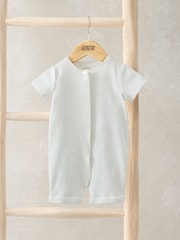 Mamas & Papas Spot Print Zip Shortie White Romper - Imagen 1 de 3