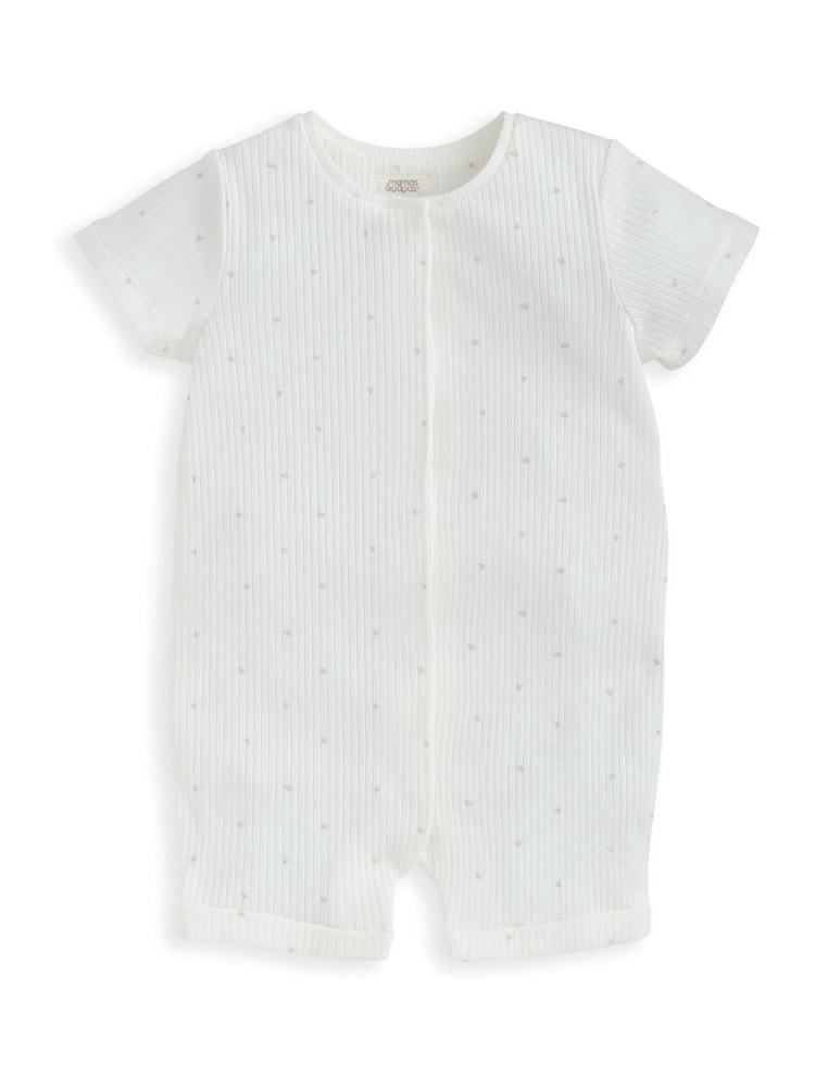 Mamas & Papas Spot Print Zip Shortie White Romper - Imagen 2 de 3