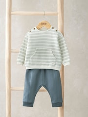 Mamas & Papas Green Stripe Top And Leggings Set - Image 1 of 4