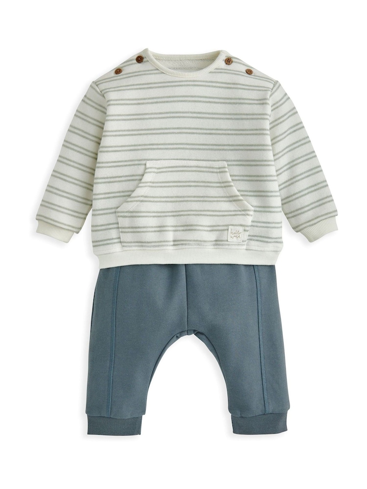 Mamas & Papas Green Stripe Top And Leggings Set - Image 2 of 4
