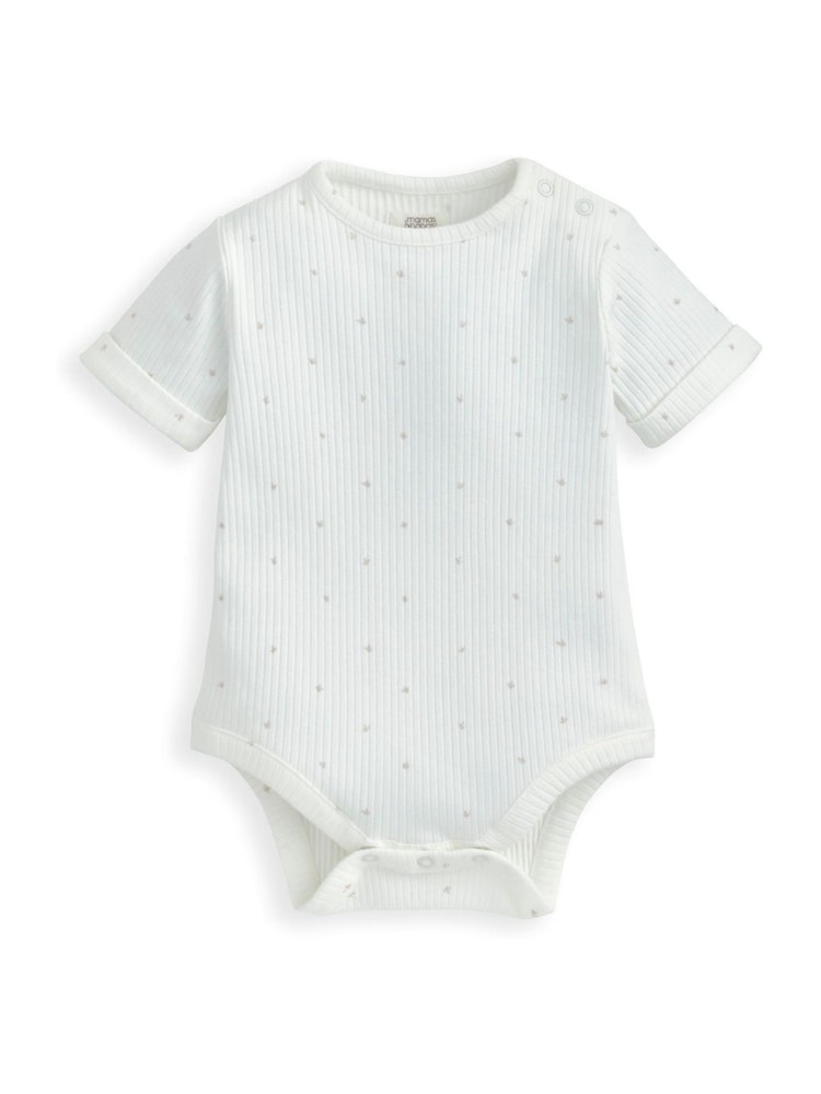 Mamas & Papas Rib Jersey Brown Bodysuit and Shorts Dungaree Set - Image 3 of 4