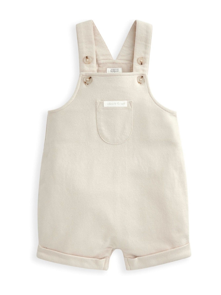 Mamas & Papas Rib Jersey Brown Bodysuit and Shorts Dungaree Set - Imagen 4 de 4