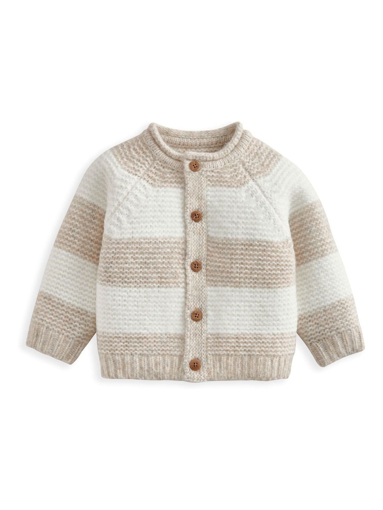 Mamas & Papas Cream Stripe Cardigan - Image 2 of 3 Mamas & Papas Cream Stripe Cardigan - Image 2 of 3