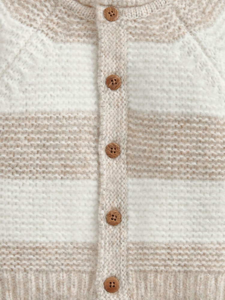 Mamas & Papas Cream Stripe Cardigan - Image 3 of 3 Mamas & Papas Cream Stripe Cardigan - Image 3 of 3