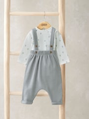 Mamas & Papas Blue Hot Air Balloon Print Bodysuit And Dungaree Set - Image 1 of 4