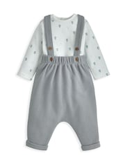 Mamas & Papas Blue Hot Air Balloon Print Bodysuit And Dungaree Set - Image 2 of 4